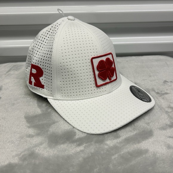 Rutgers Scarlet Knights Hat Mens S/M White Black Clover Fitted Cap NCAA College - Picture 1 of 7